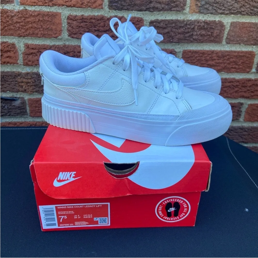 Nike Women's Court Legacy Lift White Sneakers - Picture 1 of 6
